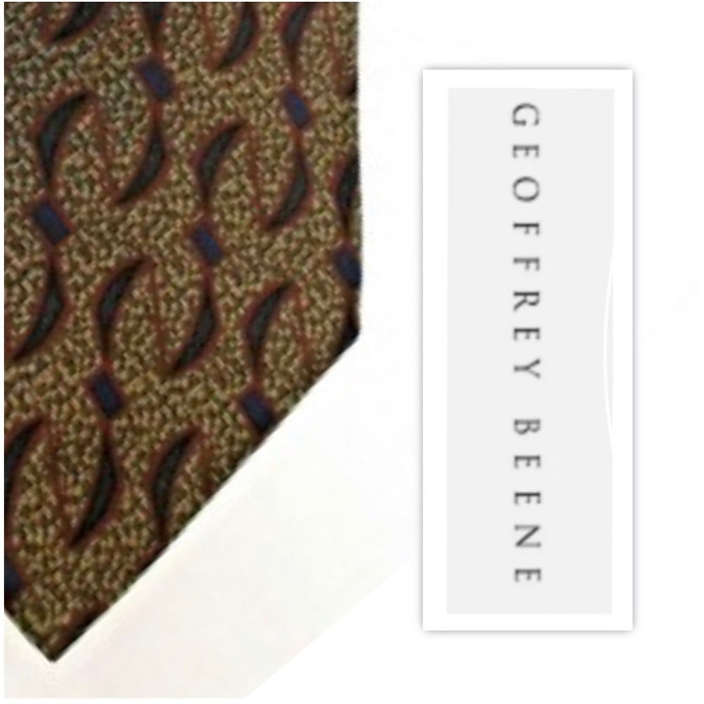 Geoffrey Beene Brown Abstract Silk Necktie
